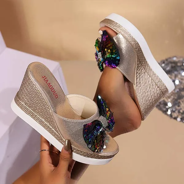 Women's Peep-Toe Platform Wedge Slide Sandals 89357916C