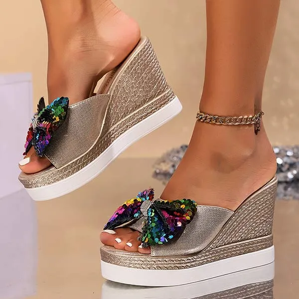 Women's Peep-Toe Platform Wedge Slide Sandals 89357916C