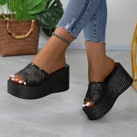 Women's Thick-Soled Mesh Flower Sandals 12797741C