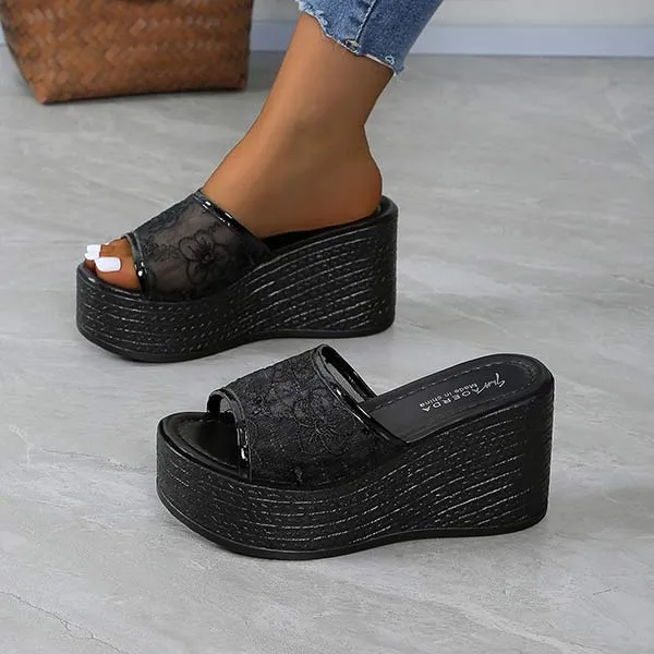 Women's Thick-Soled Mesh Flower Sandals 12797741C